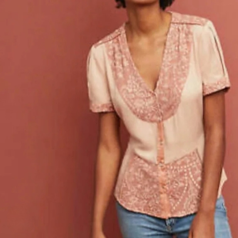 Tiny By Anthropologie Blush Lace Blouse
